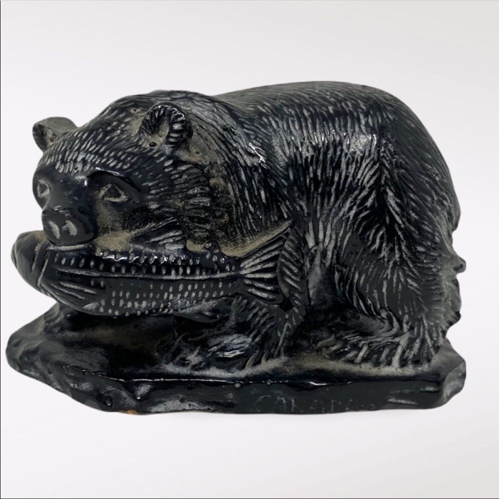 VINTAGE | Mini Bear with Fish Figure